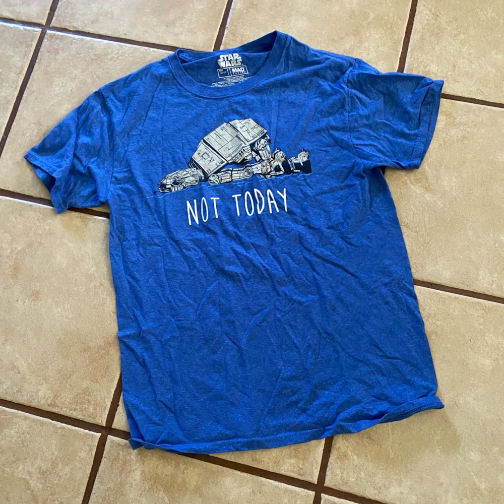 (A138) MensStar Wars Blue 'Not Today' Short Sleeve Tee Size Small